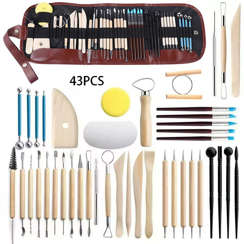43Pcs Pottery Clay Sculpting Tool Set